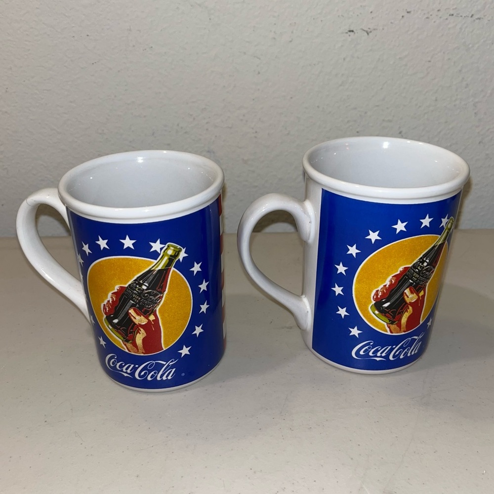Set of 2 Coca Cola Coffee Collectible Mug Forever Coke Cup 14oz. Everyday Gibson